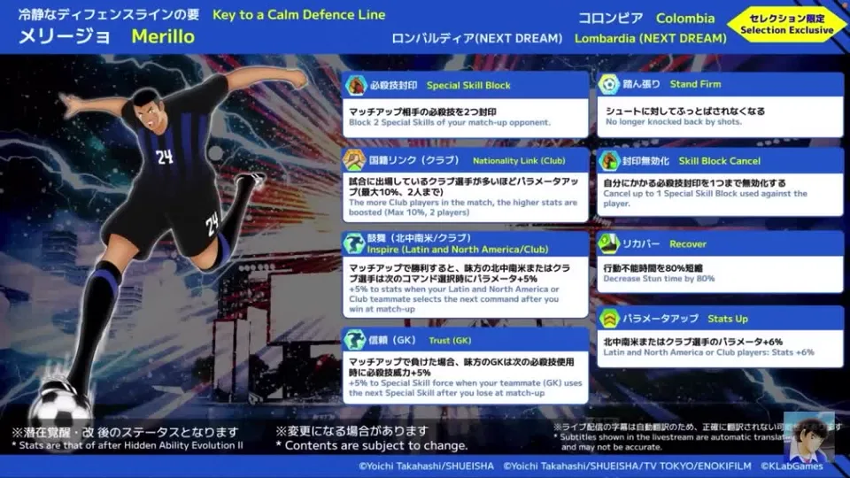 新メリーニョの特技と潜在スキル