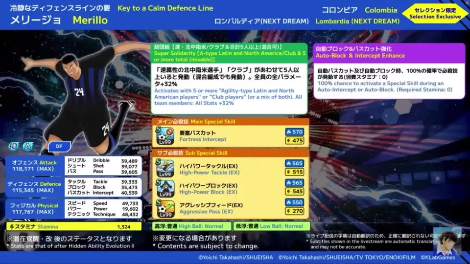 新メリーニョの最大育成値と必殺技
