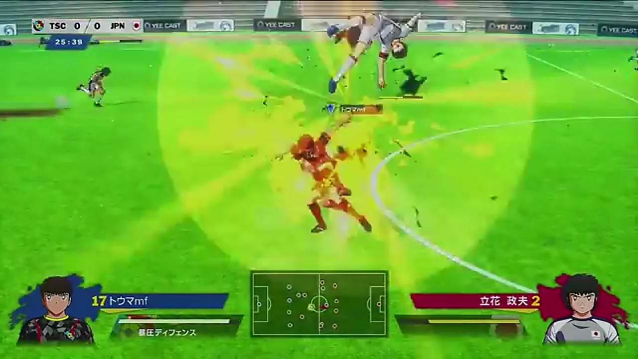 暴圧ディフェンス発動中にタックル成功で相手Vゾーンゲージを減らした場面