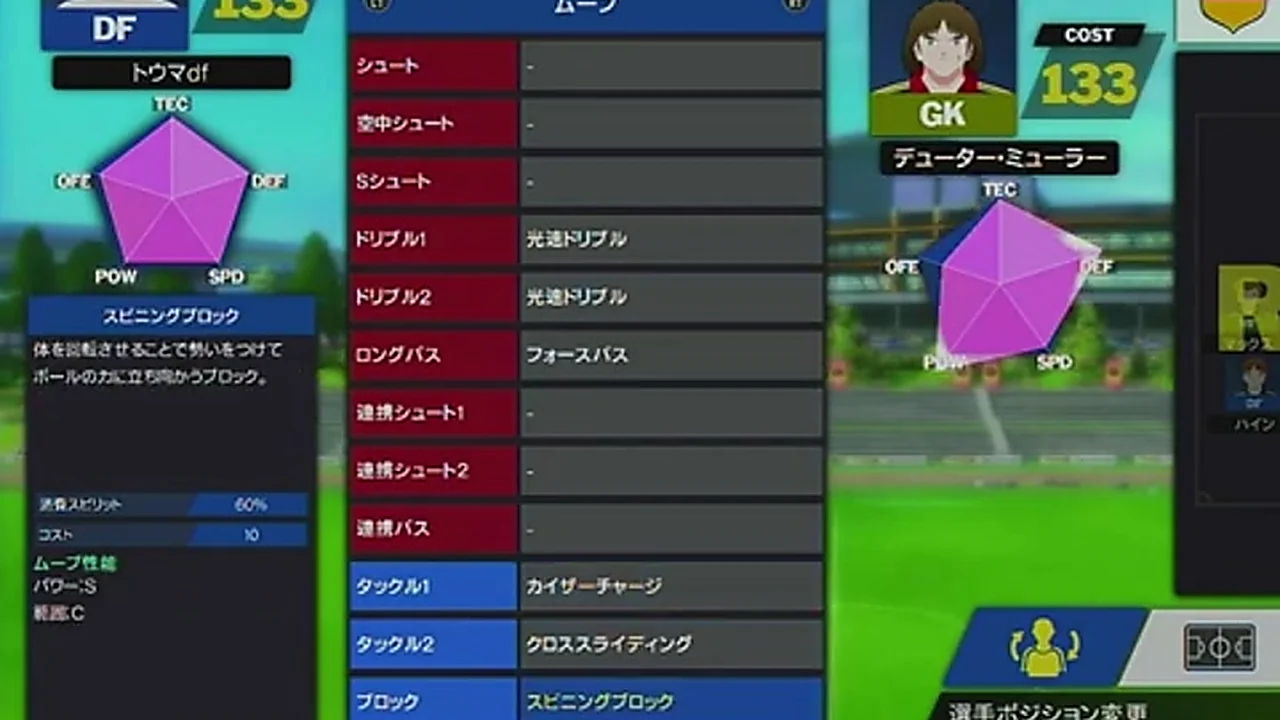 RONCオンラインDFのスピニングブロック装備画面