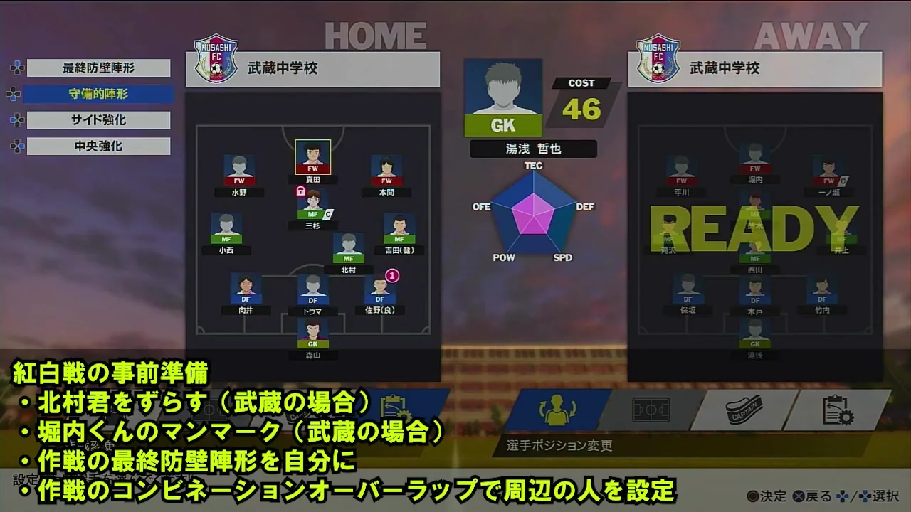 RONC紅白戦でマンマークと2種類の作戦を設定した事前準備