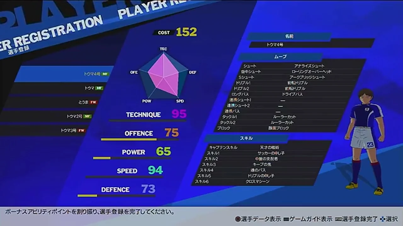 RONCブラジル決勝後に完成したコスト152、テクニック95、スピード94のエディット選手