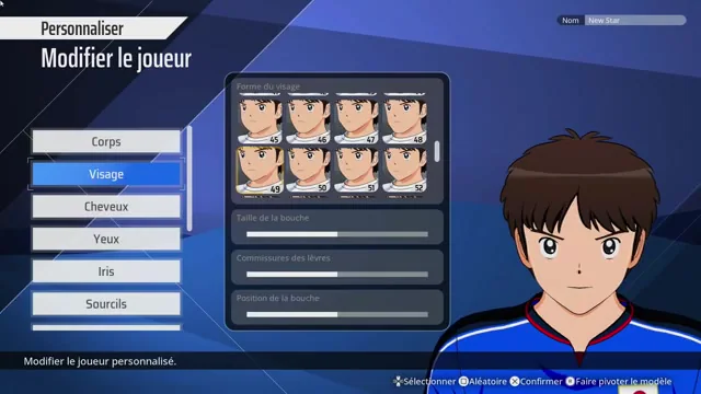 WORLD FIGHTERSのNew Starキャラクター編集で顔を選ぶ画面