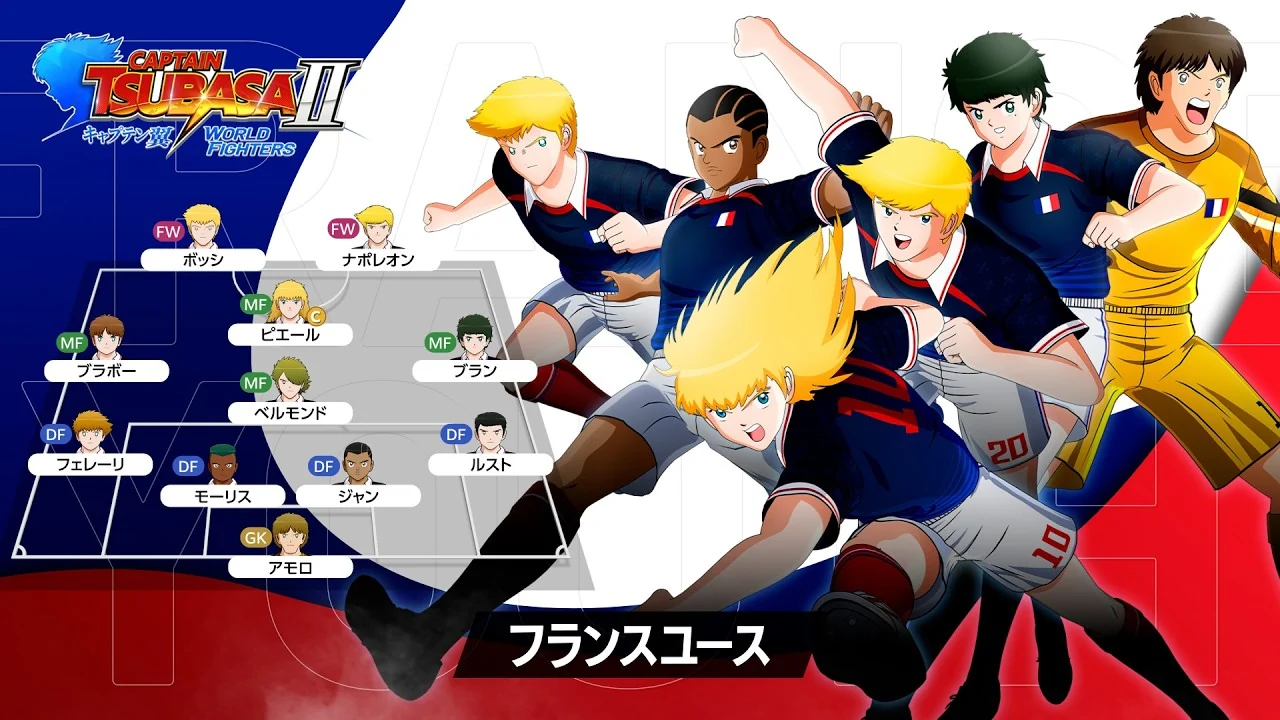 キャプテン翼2 WORLD FIGHTERSフランスユースの選手と先発配置