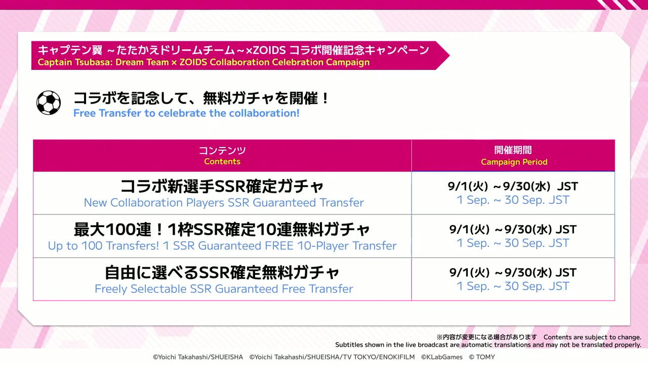 ZOIDSコラボの無料ガチャ3種
