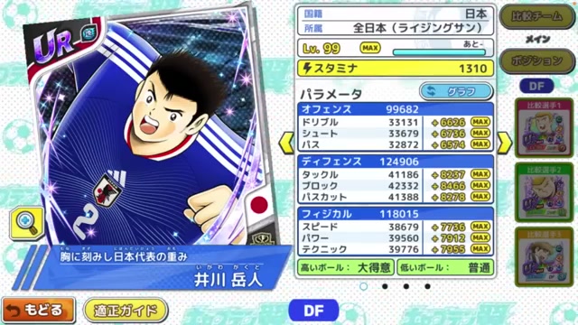 動画内の井川 岳人の選手画面
