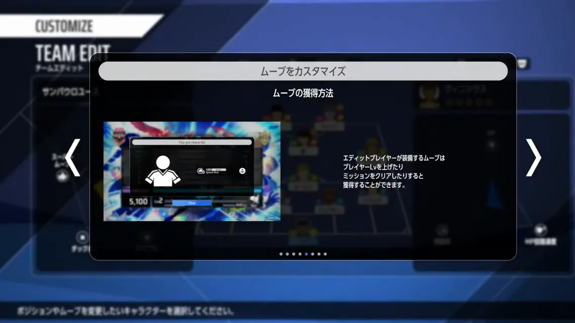 ムーブカスタマイズの確認画像