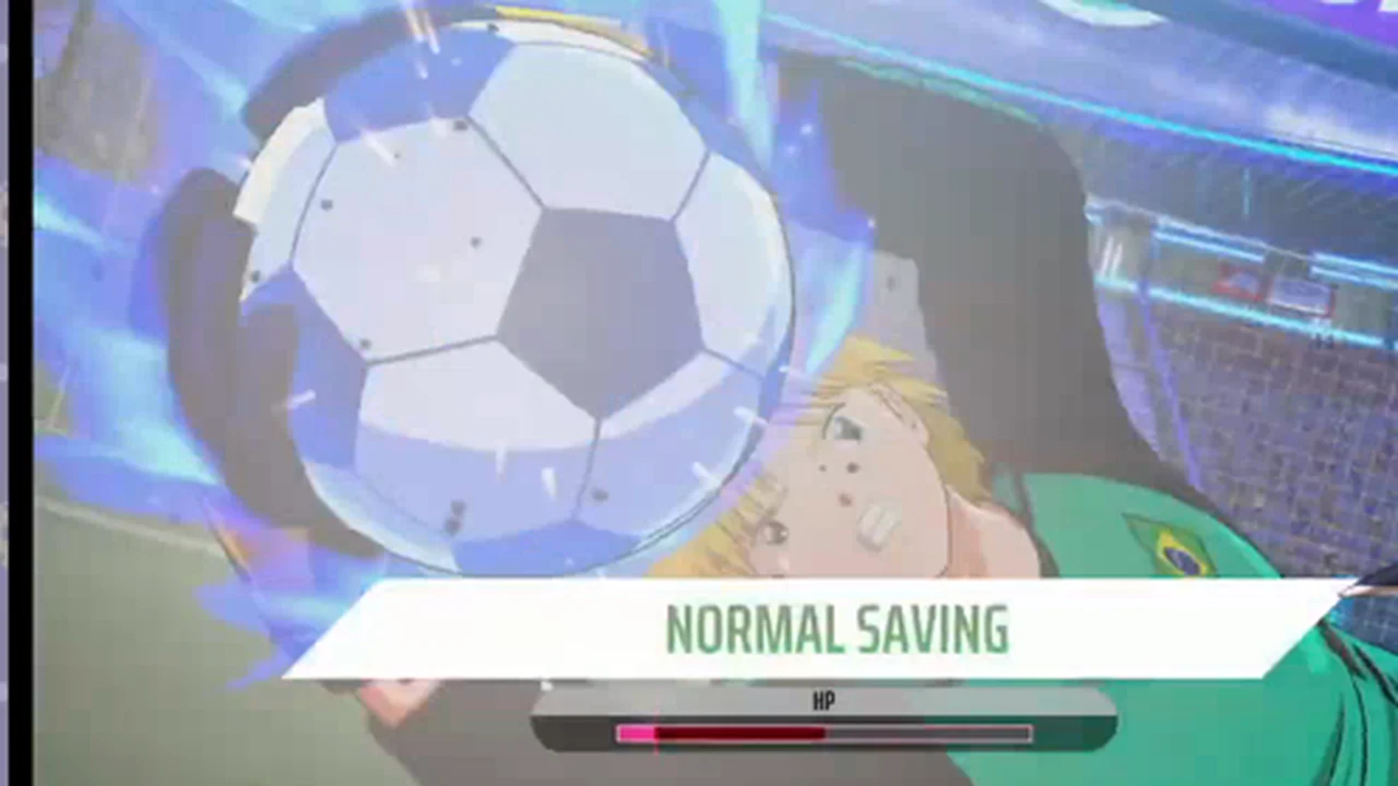 WORLD FIGHTERSでシュートがNORMAL SAVINGとなりGKのHPが減った製品版試合画面